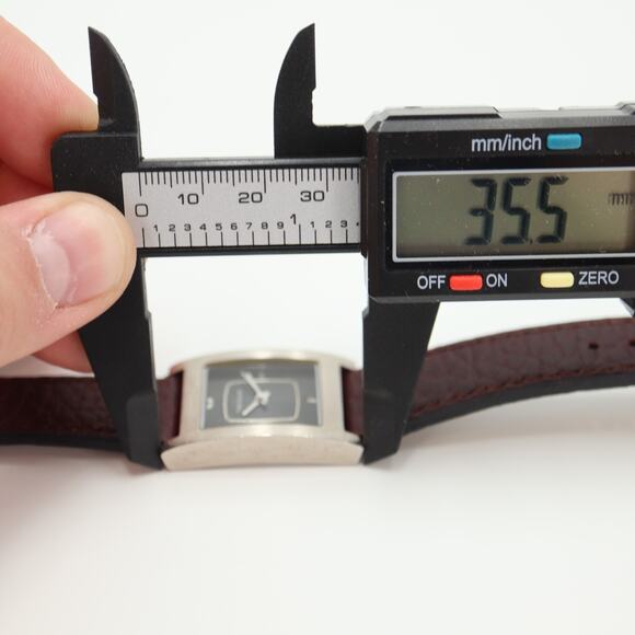 Vestal Electro Women's Tank Watch 24mm Rectangle Black Dial Brown Leather Strap - Picture 3 of 16